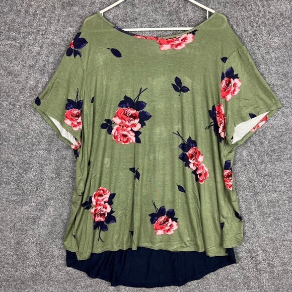 NWT Maurices Womens 24/7 T‎ Shirt Top Short Sleeves Size 3 Floral Blouse - Picture 1 of 6
